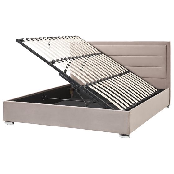 Sänky säilytystilalla sametti ROUEN 180 x 200 cm Ruskeanharmaa