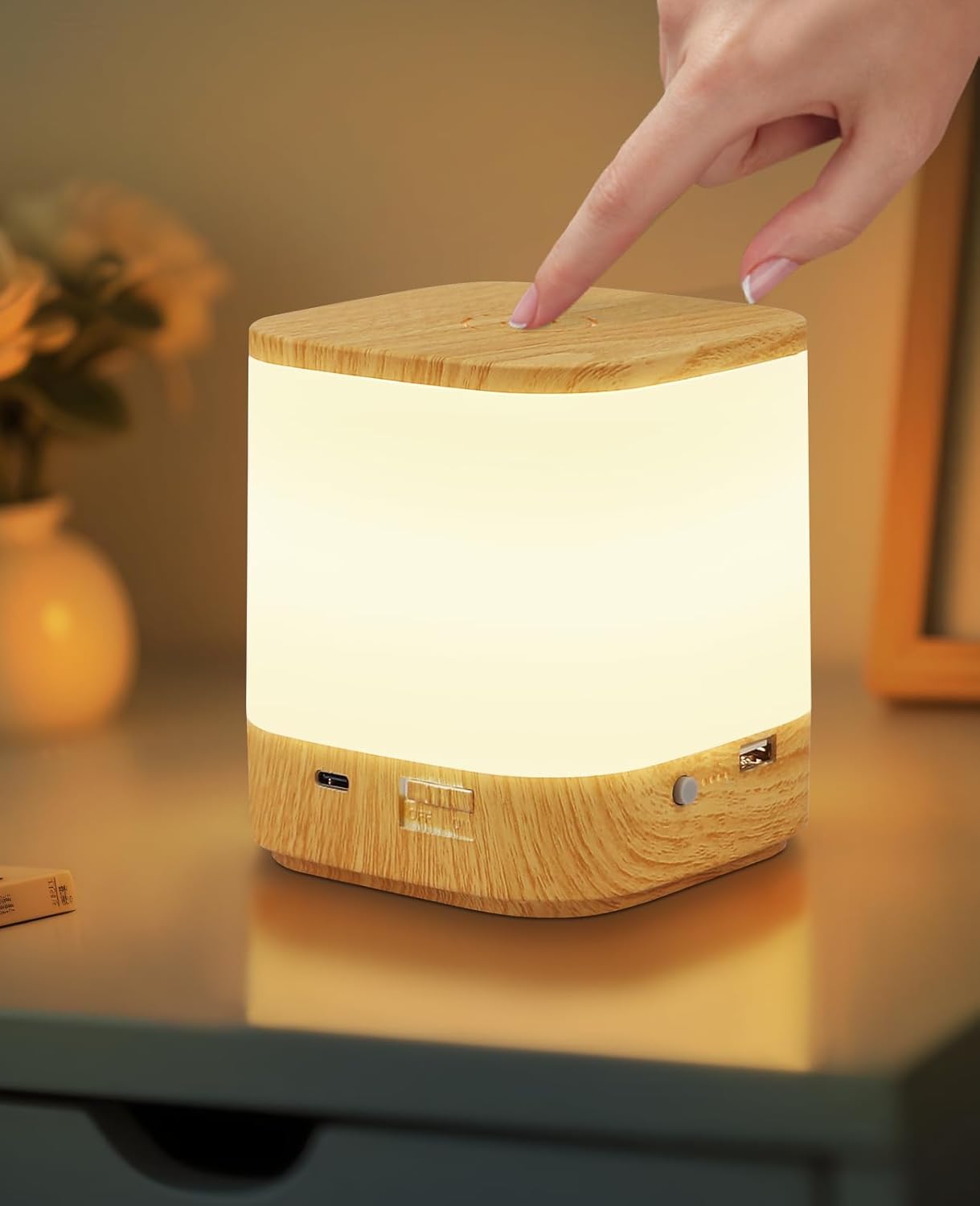 ZMH Touch LED -pöytävalaisin, himmennettävä yövalo, ladattava USB-liitännällä, 3 värilämpötilaa (1800 mAh)