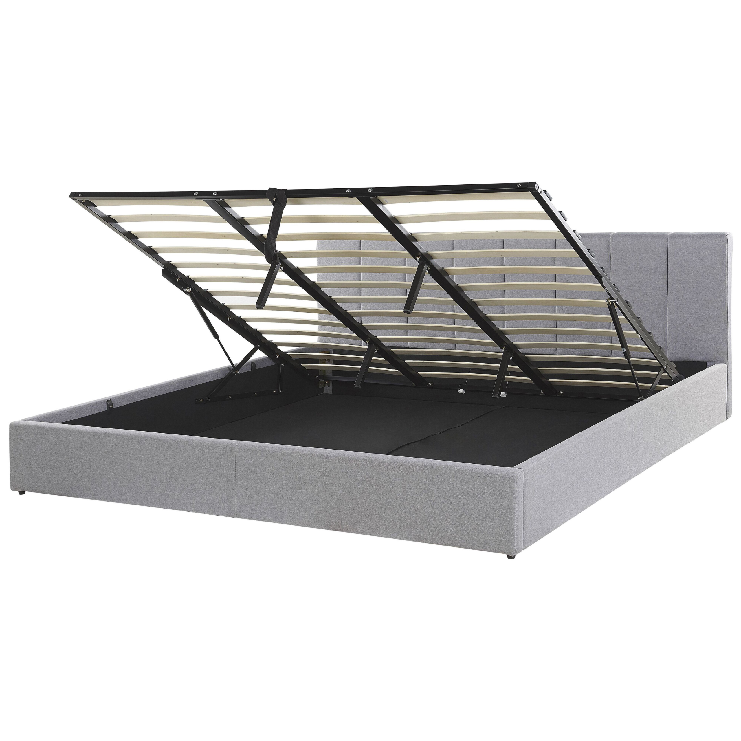 Sänky säilytystilalla kangas DREUX 180 x 200 cm Vaaleanharmaa