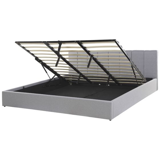 Sänky säilytystilalla kangas DREUX 180 x 200 cm Vaaleanharmaa