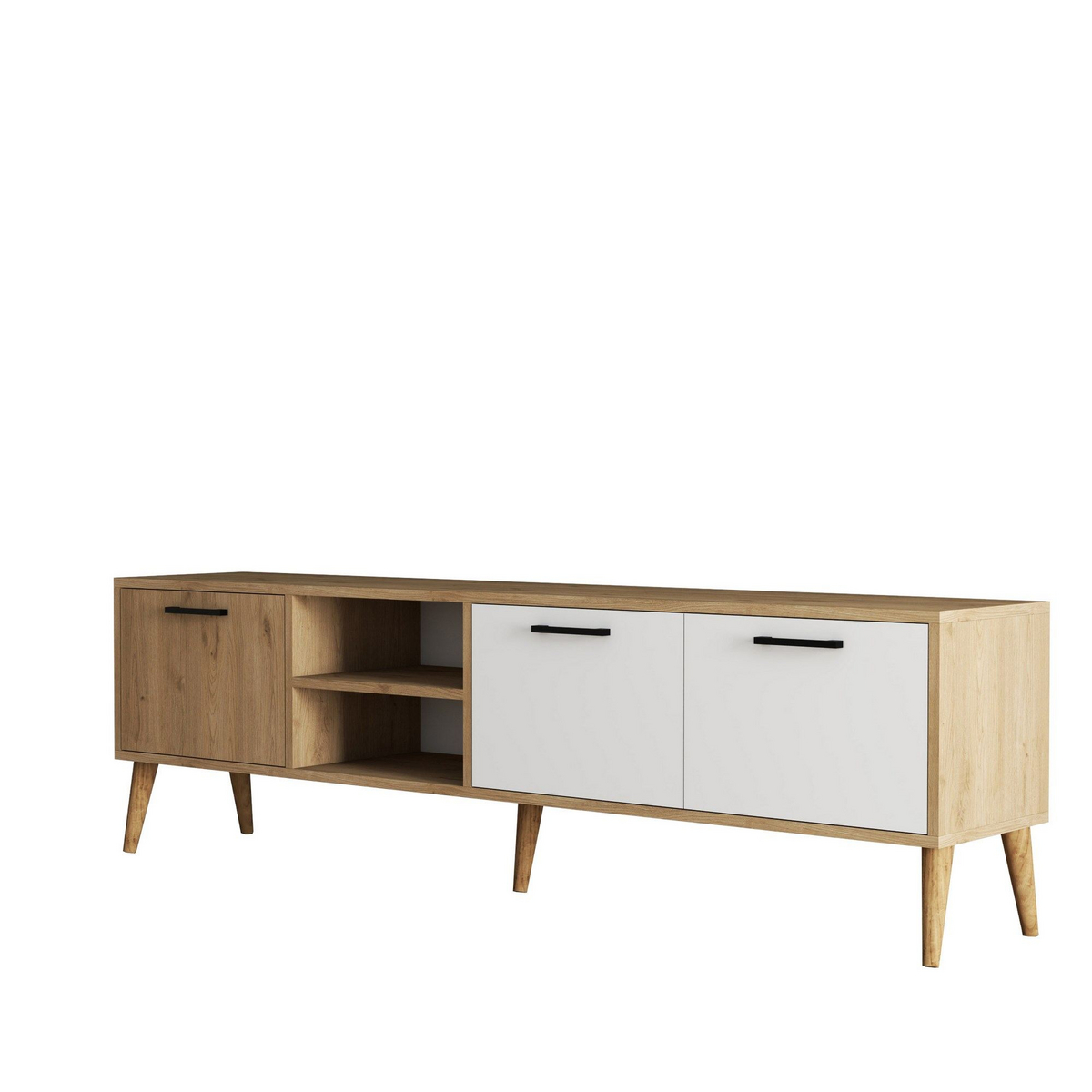 Norda Design Moderni TV-taso, 180 cm | 100 % melamiinipinnoitettu, 18 mm paksu, puiset jalat | skandinaavinen muotoilu