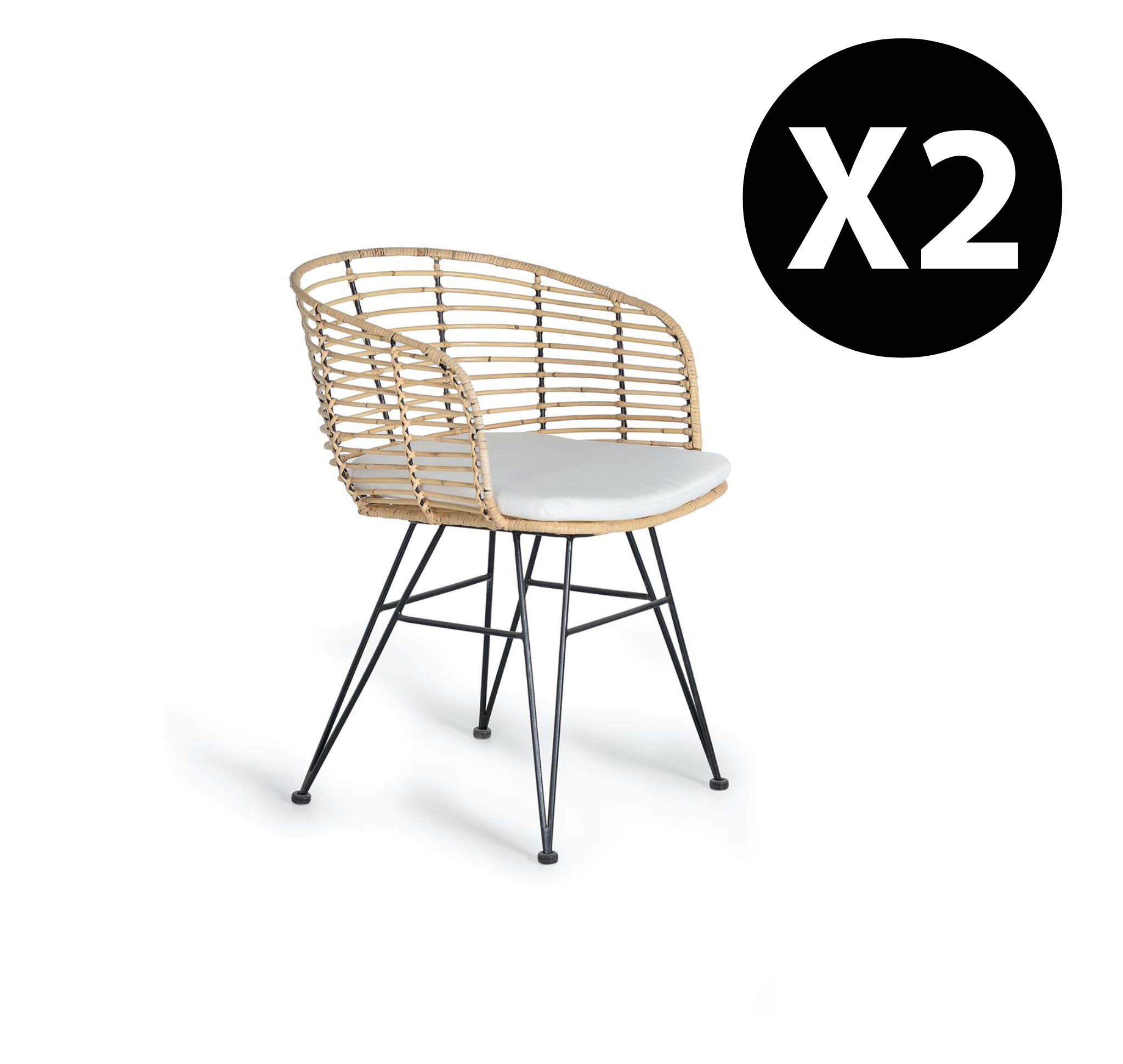 Rottinki- ja metallituolin setti