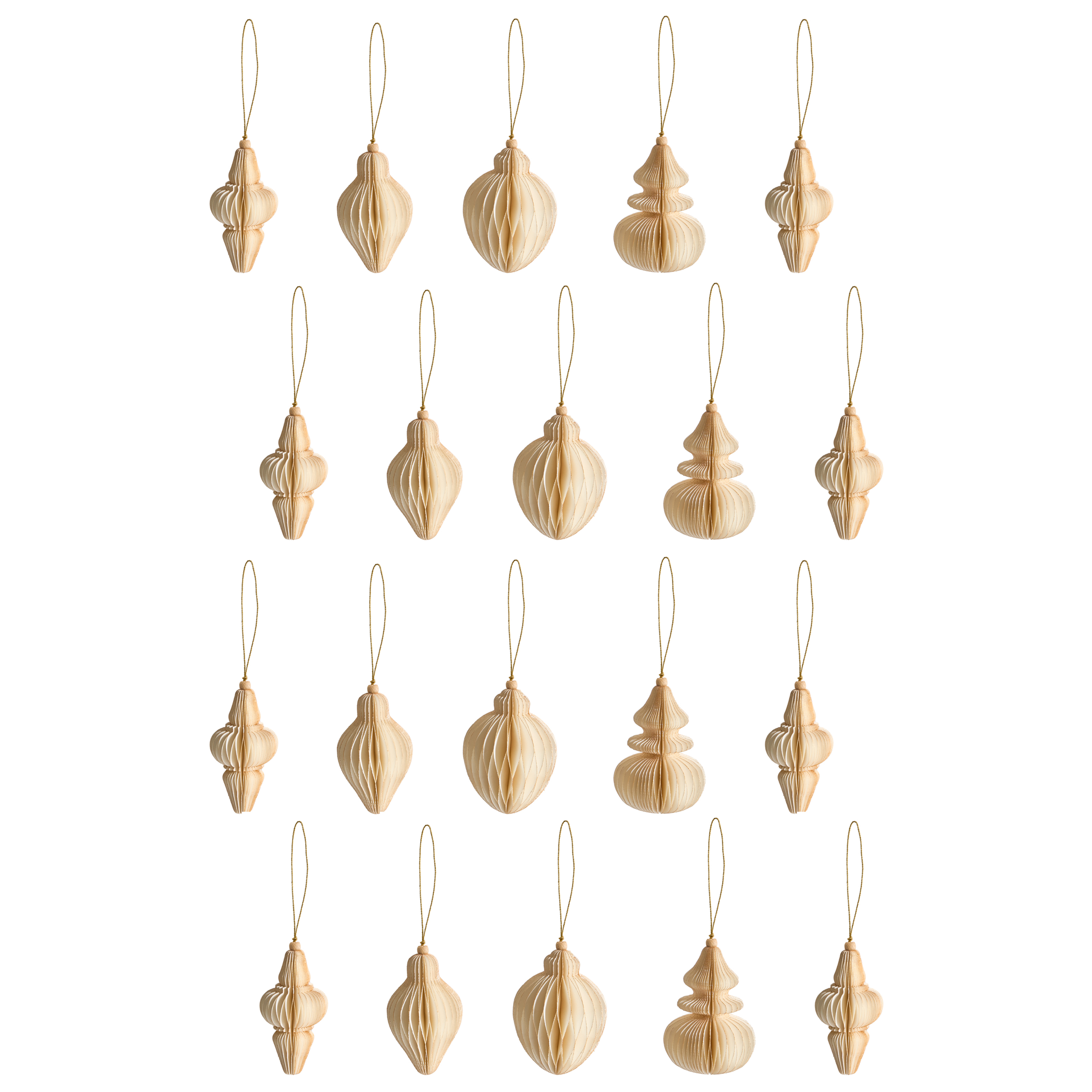 Kuusenkoristesetti 20 kpl ALTAELVA Paperi Beige