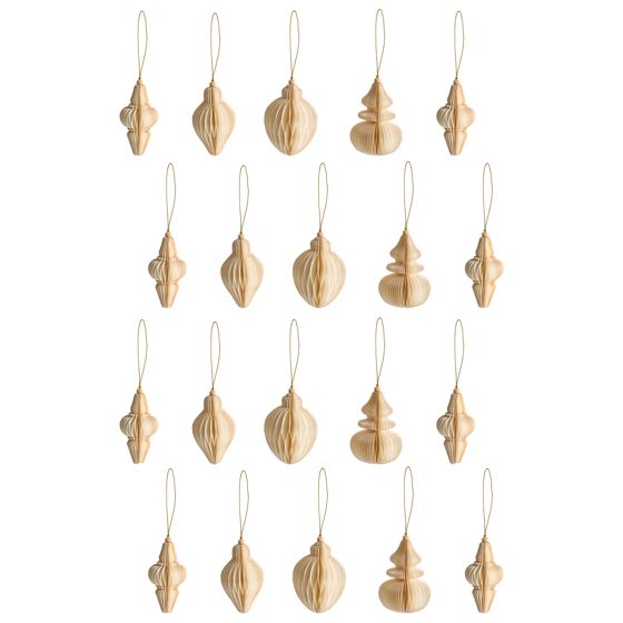 Kuusenkoristesetti 20 kpl ALTAELVA Paperi Beige