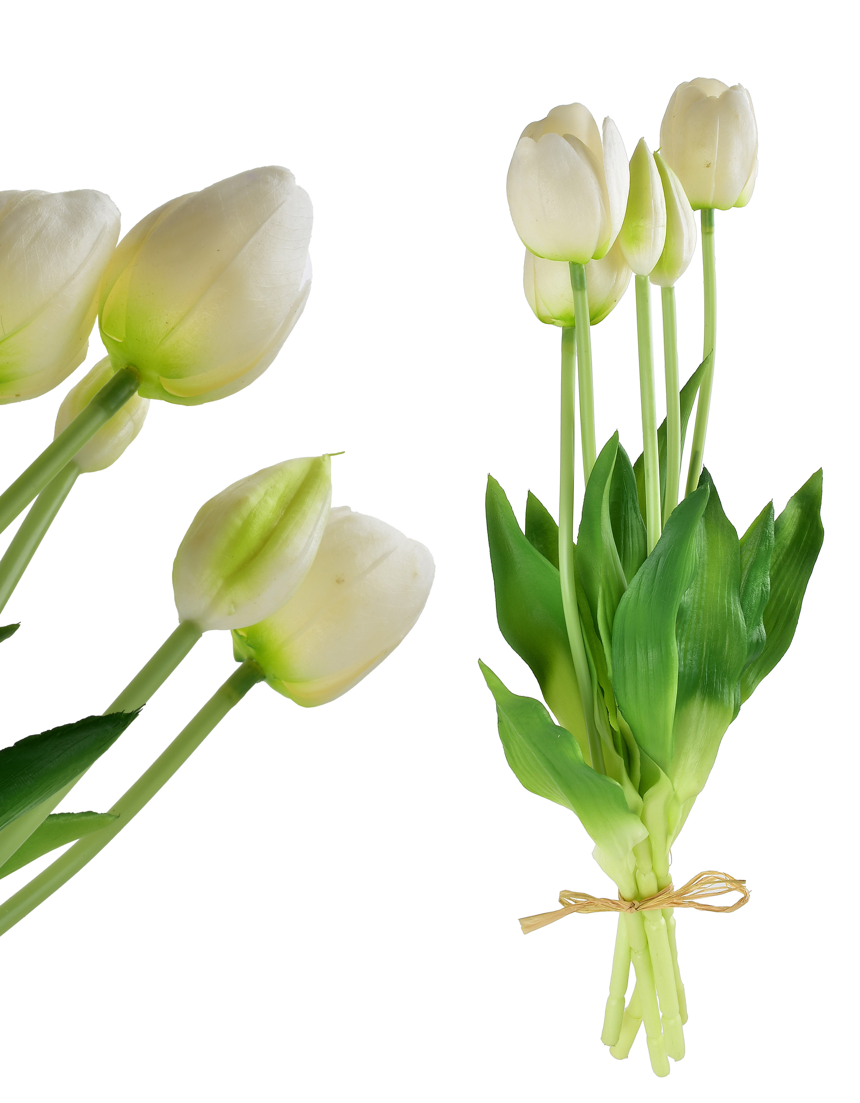 Tekokukkakimppu silikoni VIRIDIS tulppaanit 40 cm valkoinen 5 kpl