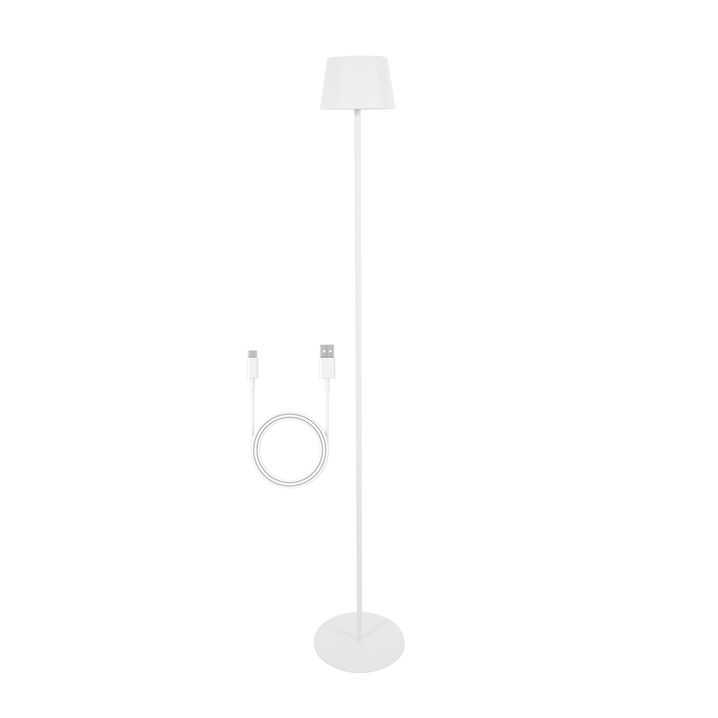 NETTLIFE 120 cm ulkokäyttöön tarkoitettu aurinkokennolattiavalaisin: Himmennettävä LED-lattiavalaisin USB-C-ladattavalla akulla, valkoinen, säädettävä korkeus