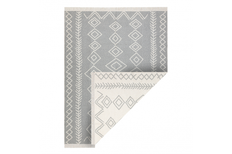 Matto TWIN 23000 Boho, puuvilla, kaksipuolinen, timantit Ekologiset - harmaa / kermanvärinen 120x170 cm