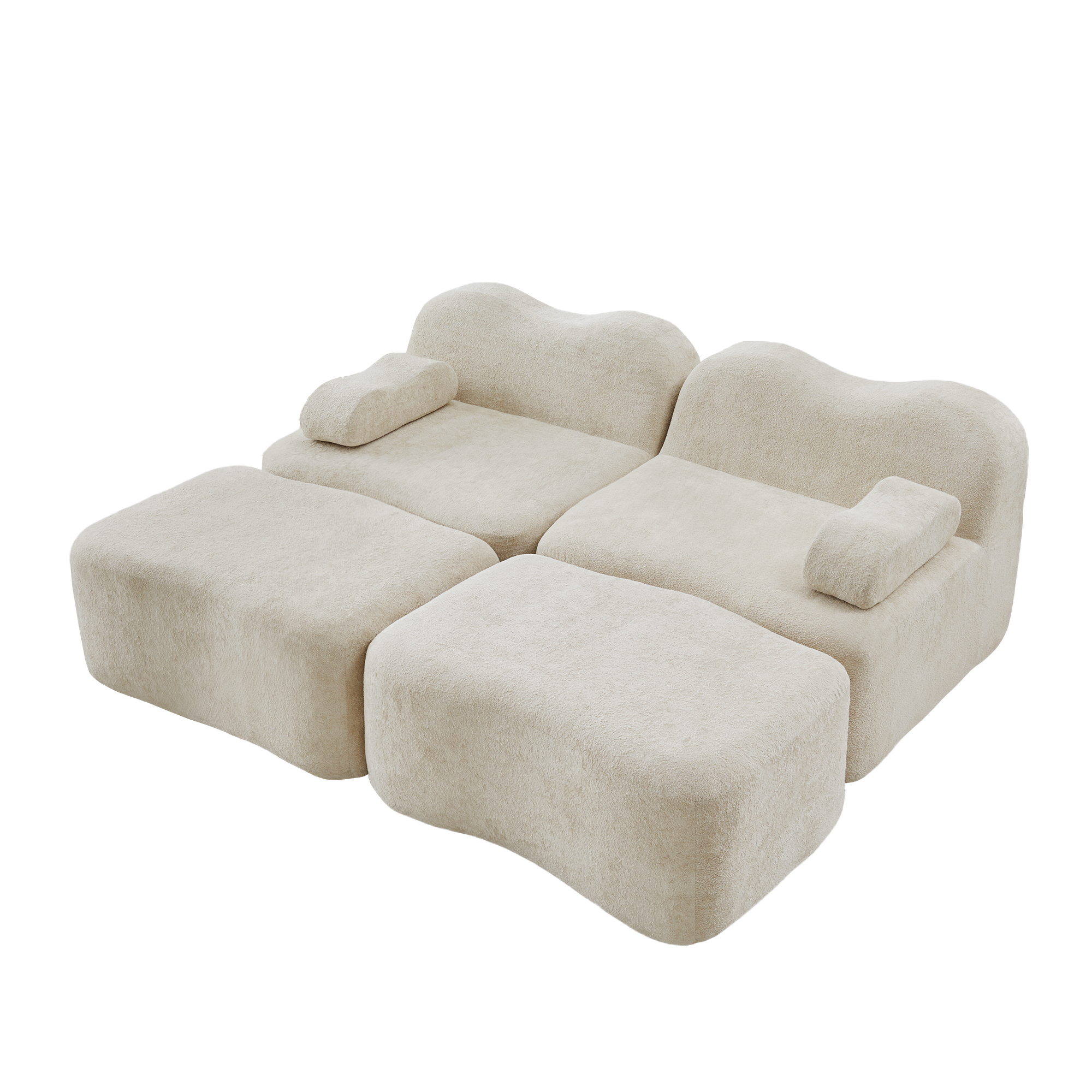 moduulisohva 4-paikkainen beige sametti skandinaavinen säilytystilalla varustettu