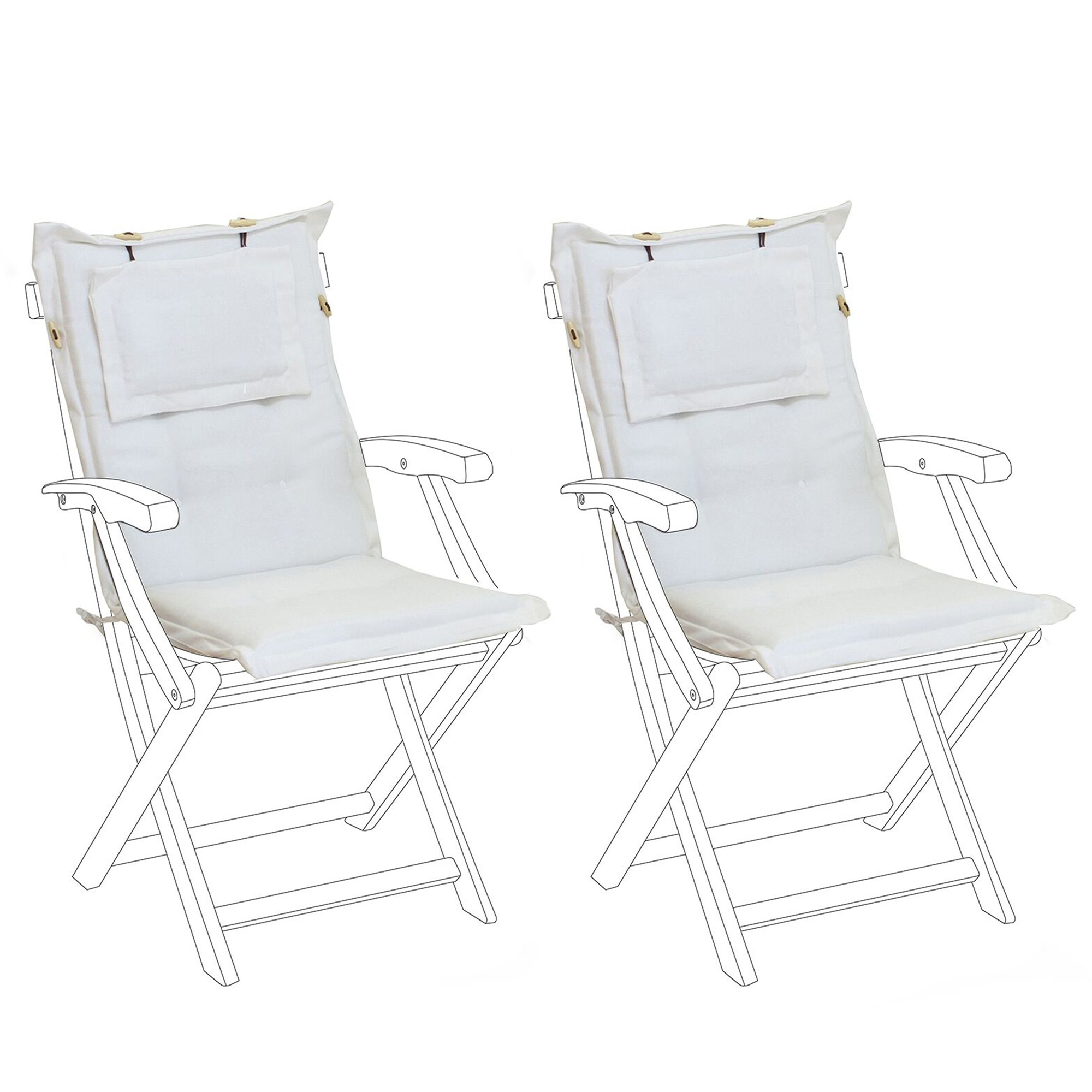 Selkä-/istuintyynysetti 2 kpl MAUI 40 x 54 cm Luonnonvalkoinen