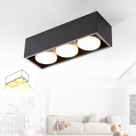 NETTLIFE 3 LED - pinta - asennettavaa kattokohdevaloa neliönmuotoinen musta säädettävä lämmin valkoinen 3x5W GX53