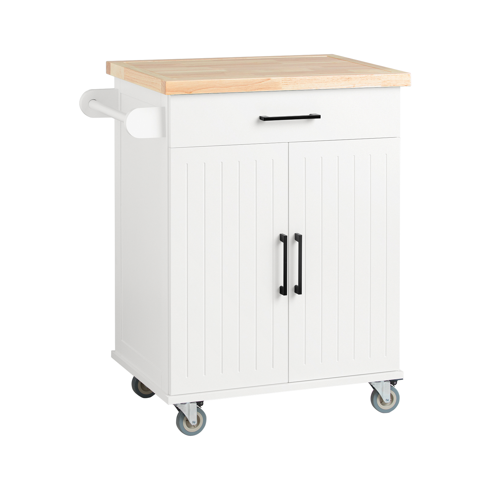 SoBuy keittiökaappi FKW119-WN pyörillä, luonnonmateriaalit