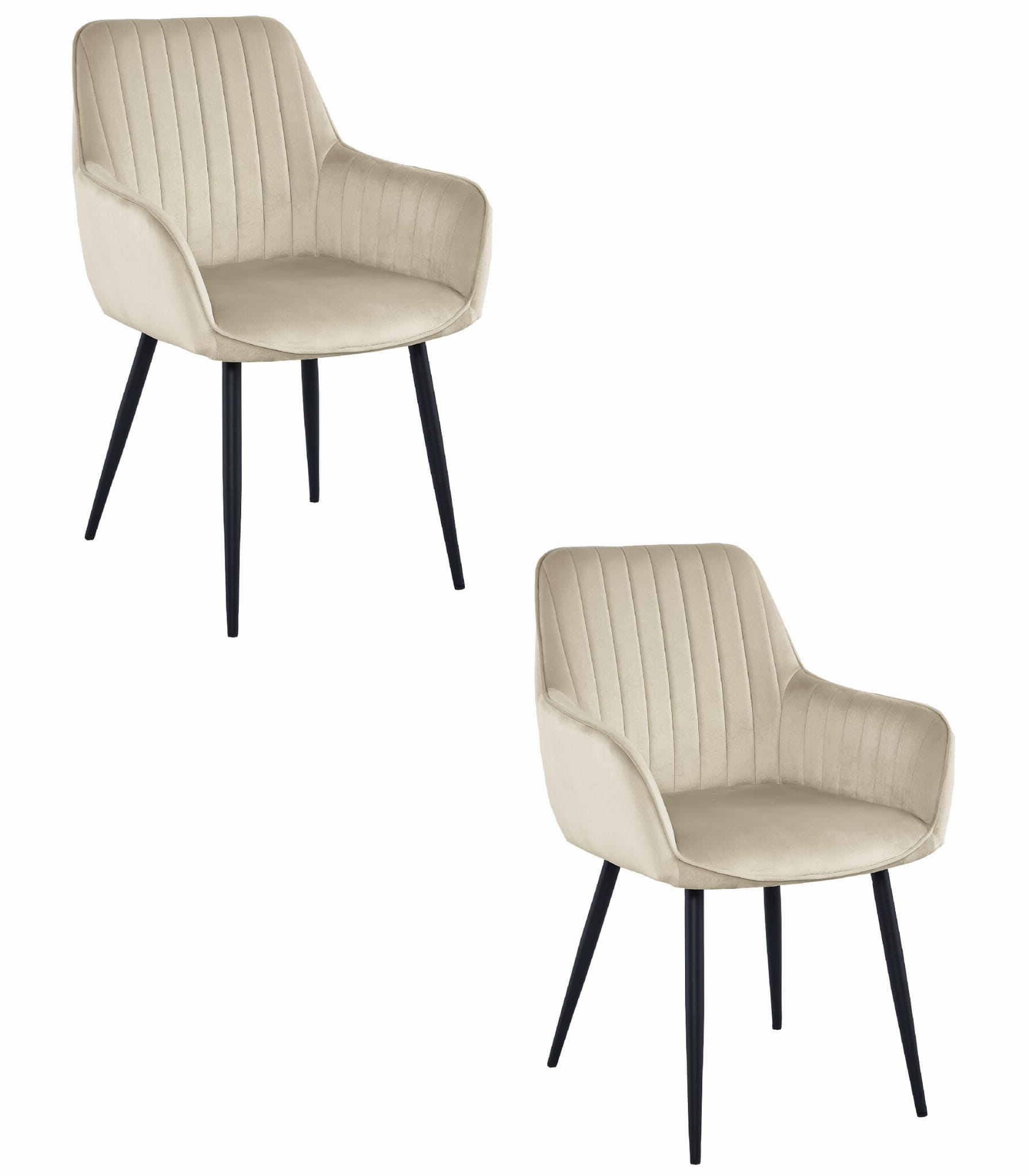 SOLDEN-tuoli, beige sametti, mustat jalat (2 kpl)