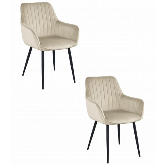 SOLDEN-tuoli, beige sametti, mustat jalat (2 kpl)