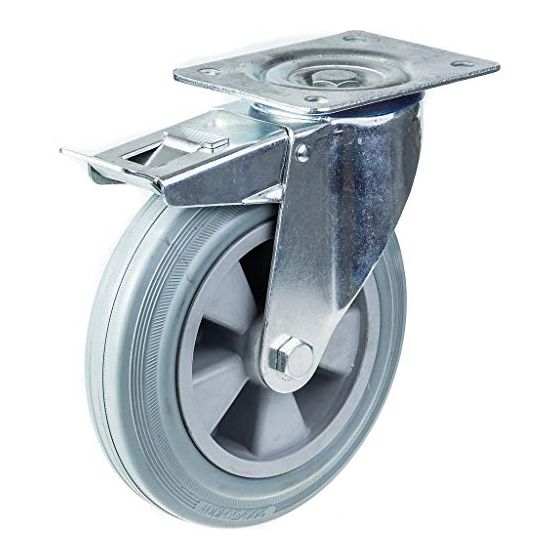 200mm 8" pyörä harmaalla kumirenkaalla ja jarrulla varustettu kääntöpyörä vahva 205kg kantavuus.