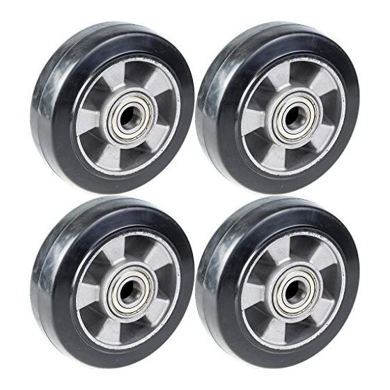 152mm 6" pyörä musta kumi alumiinikeskiöllä 1320kg kantavuus, 4 kpl:n sarja.