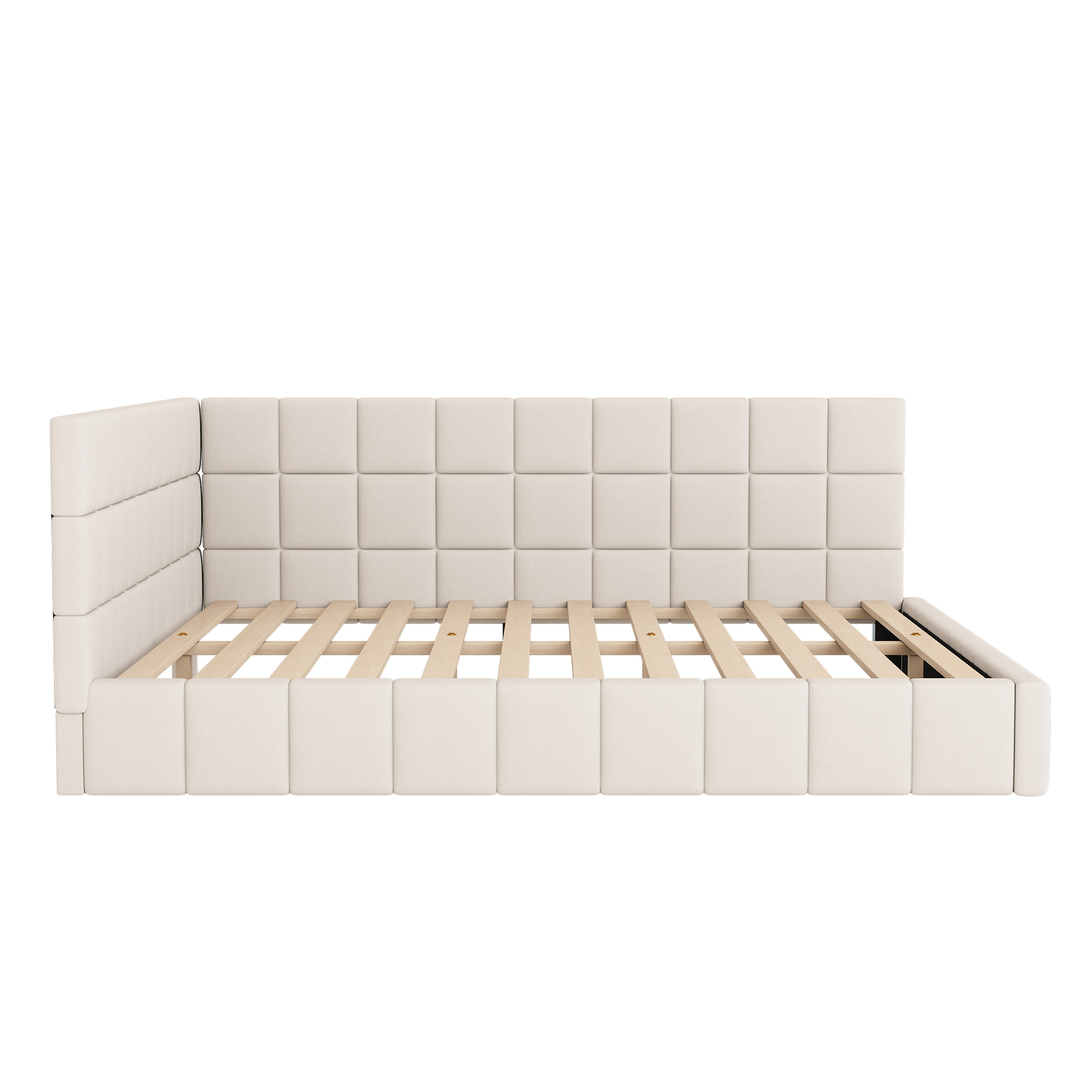 Vuodesohva 160 x 200 cm, Beige Sametti
