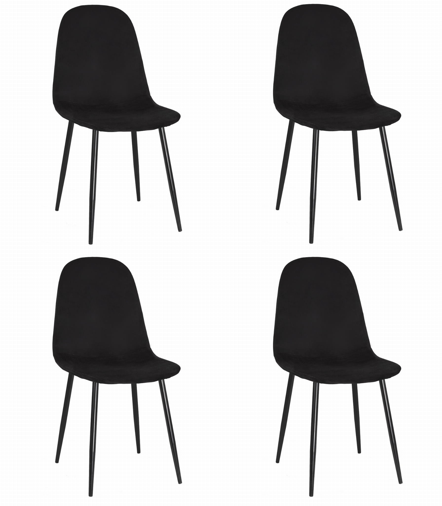 COMO-tuoli, musta sametti (4 kpl)