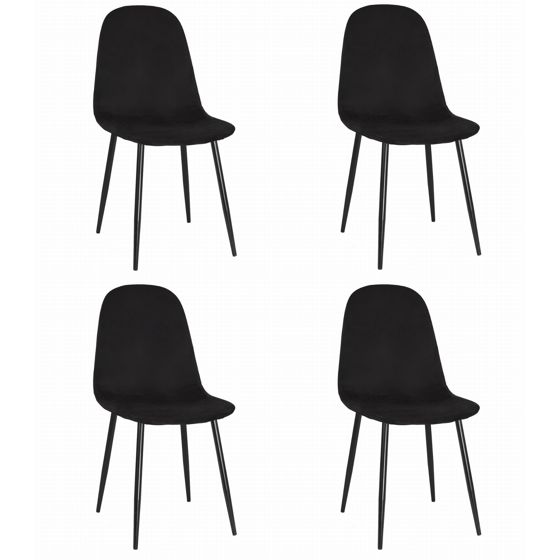 COMO-tuoli, musta sametti (4 kpl)
