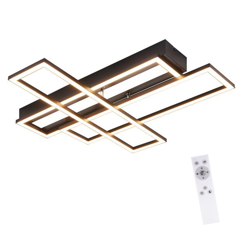 NETTLIFE LED-kattovalaisin olohuoneeseen, musta, suorakaiteen muotoinen, himmennettävä, moderni muotoilu