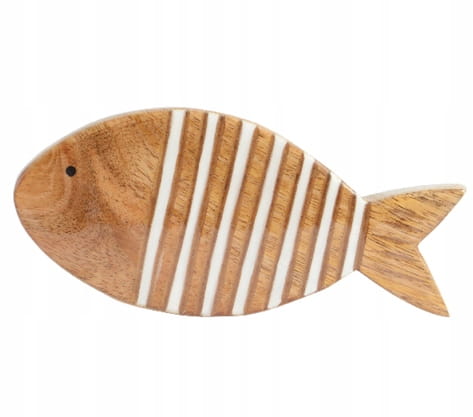 Puinen kalan muotoinen koriste 19,5x2,5x9cm Ornamentti