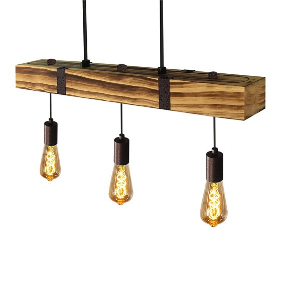 NETTLIFE riippuvalaisin, ruokailuhuone, ruokapöytä Vintage, puinen, E27, riippuvalaisin, 61cm, teollinen