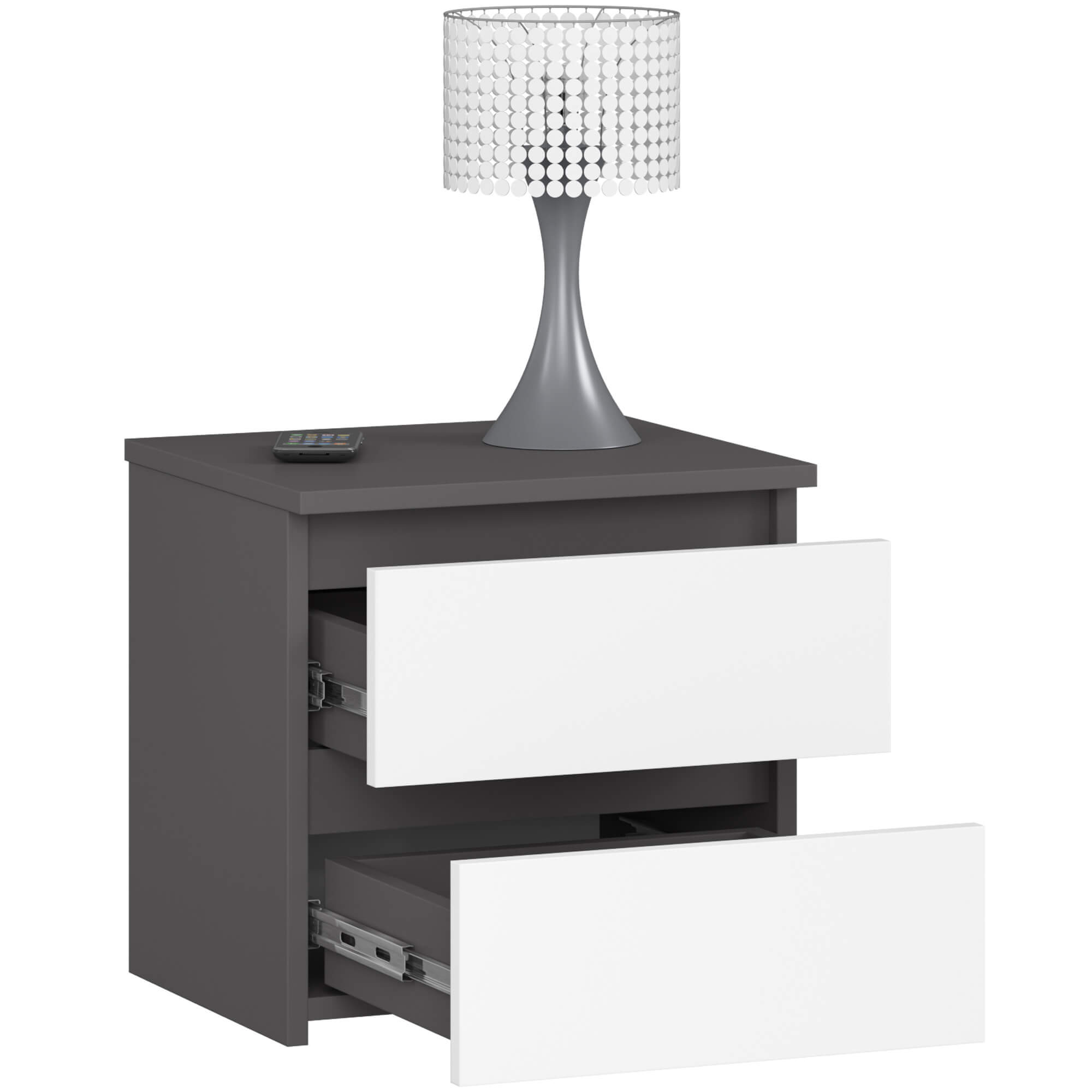 Akord Yöpöytä 2 Laatikkoa Harmaa Grafiitti/Valkoinen 40x35x40