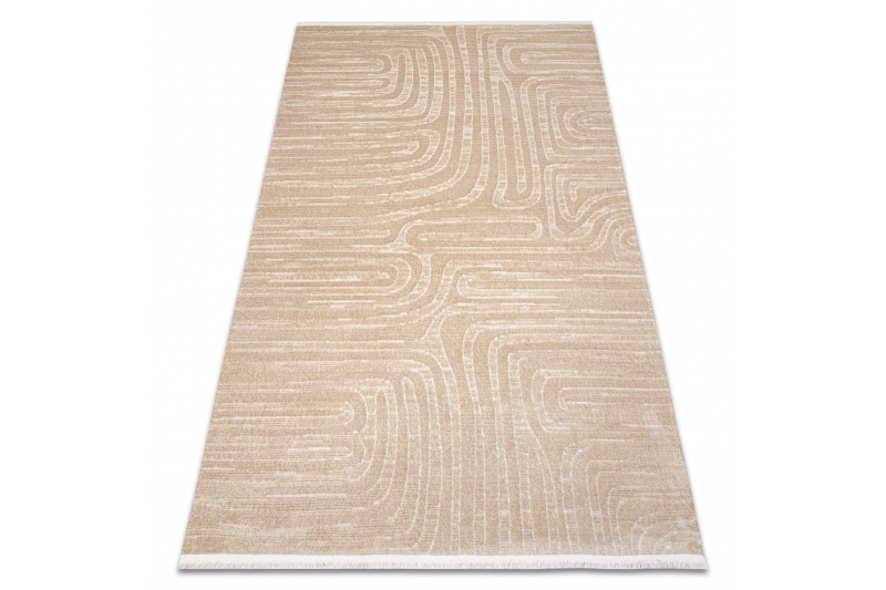 FROJE 1774 Linjat matto – skandinaavinen tyyli, teksturoitu, moderni beige 80x150 cm