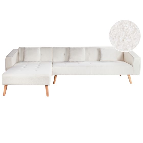 Kulmavuodesohva VADSO buklee Luonnonvalkoinen 4-istuttava Oikea