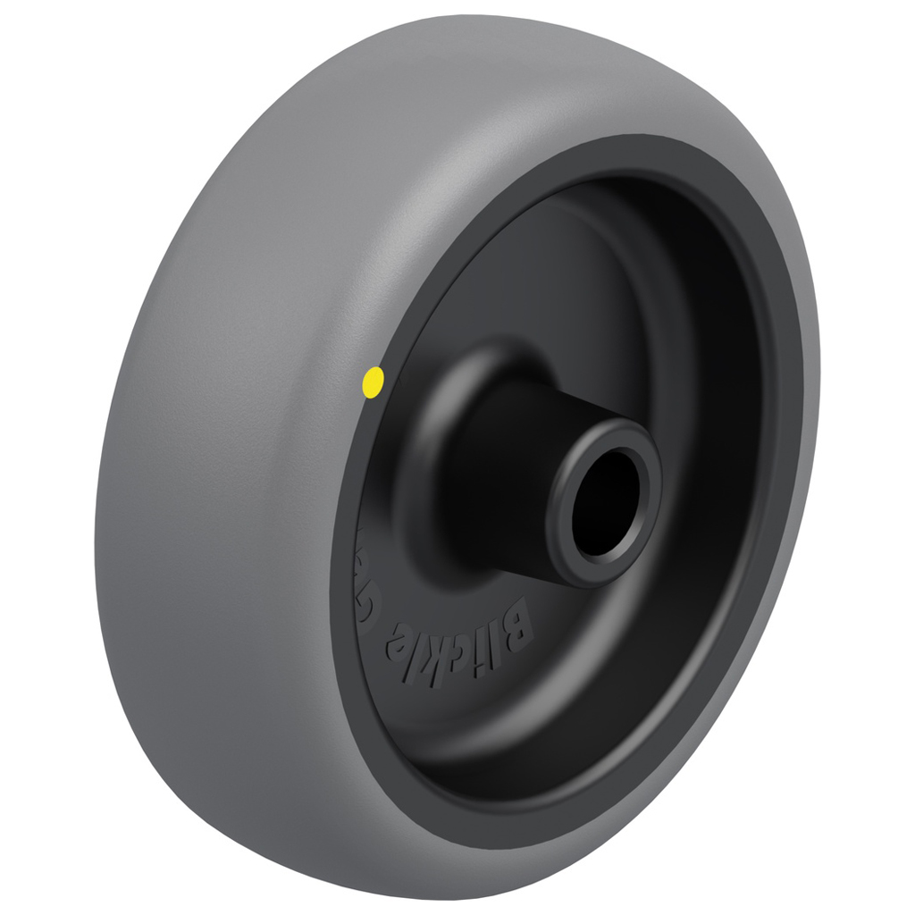 100 mm:n pyörä, jossa on harmaa sähköä johtava termoplastinen kumi polypropeenilla