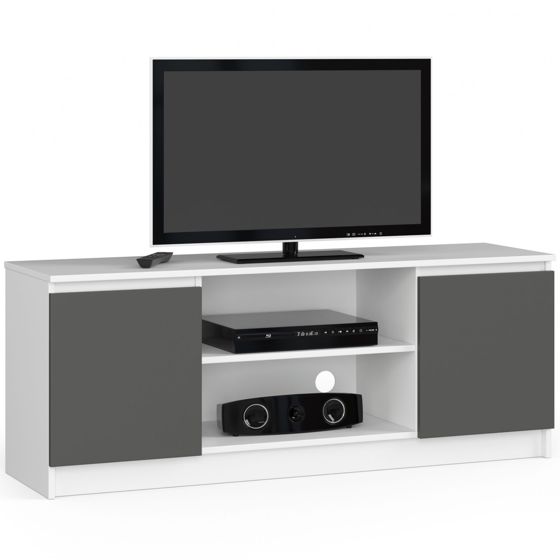 Akord TV-taso 2 Ovet 1 Hylly Valkoinen/Harmaa Grafiitti 140x40x55