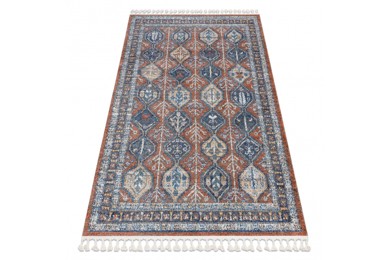 Matto moderni BELLE BG60A ruskea / vaaleanpunainen Tupsut 200x290 cm