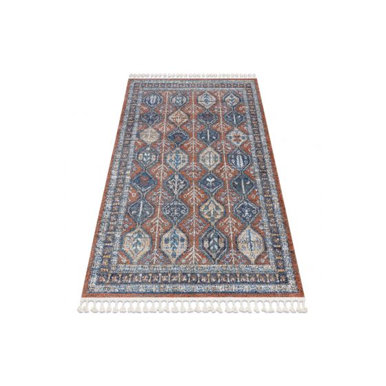 Matto moderni BELLE BG60A ruskea / vaaleanpunainen Tupsut 200x290 cm