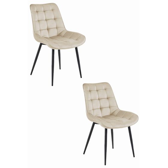 BERA-tuoli, beige sametti, mustat jalat (2 kpl)