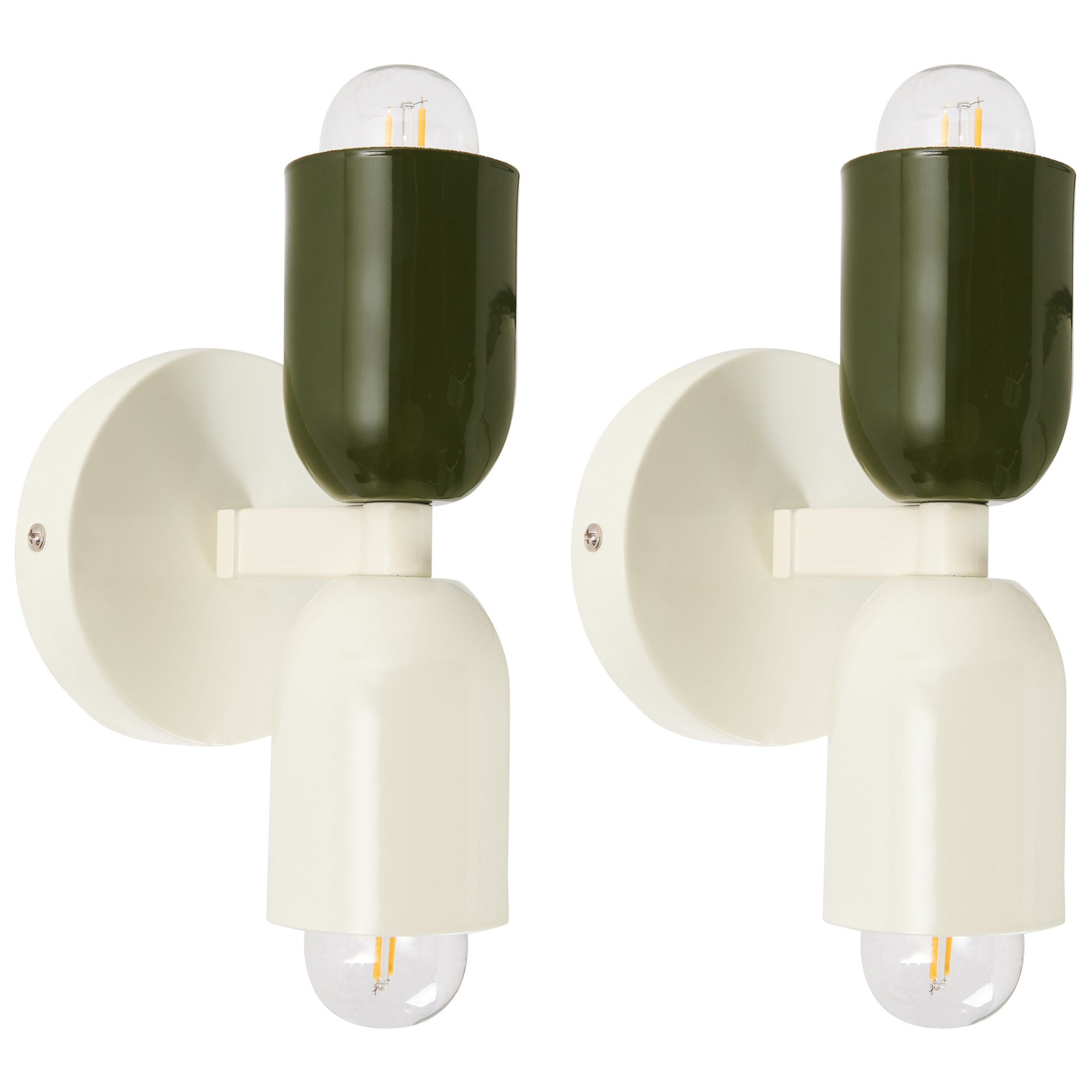 Seinävalaisinsetti 2 kpl TOPI metalli Luonnonvalkoinen