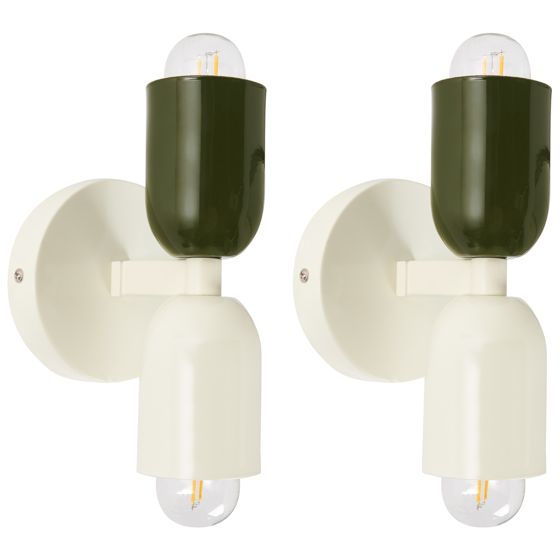 Seinävalaisinsetti 2 kpl TOPI metalli Luonnonvalkoinen