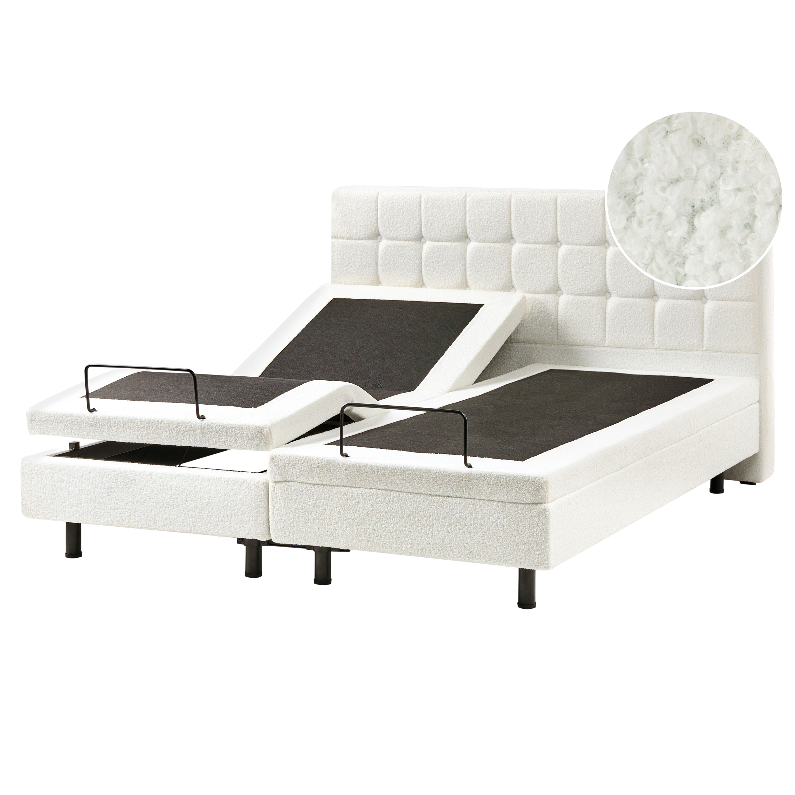 Säädettävä sänky buklee DUKE 160 x 200 cm Luonnonvalkoinen