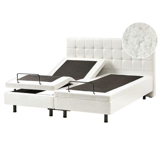 Säädettävä sänky buklee DUKE 160 x 200 cm Luonnonvalkoinen