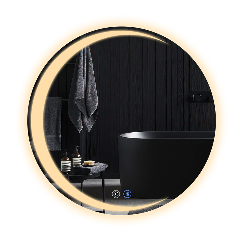 NETTLIFE Kylpyhuoneen peili valaistuksella, pyöreä LED-kylpyhuoneen peili IP44 80 cm pyöreä kylpyhuoneen peili kosketustoiminnolla