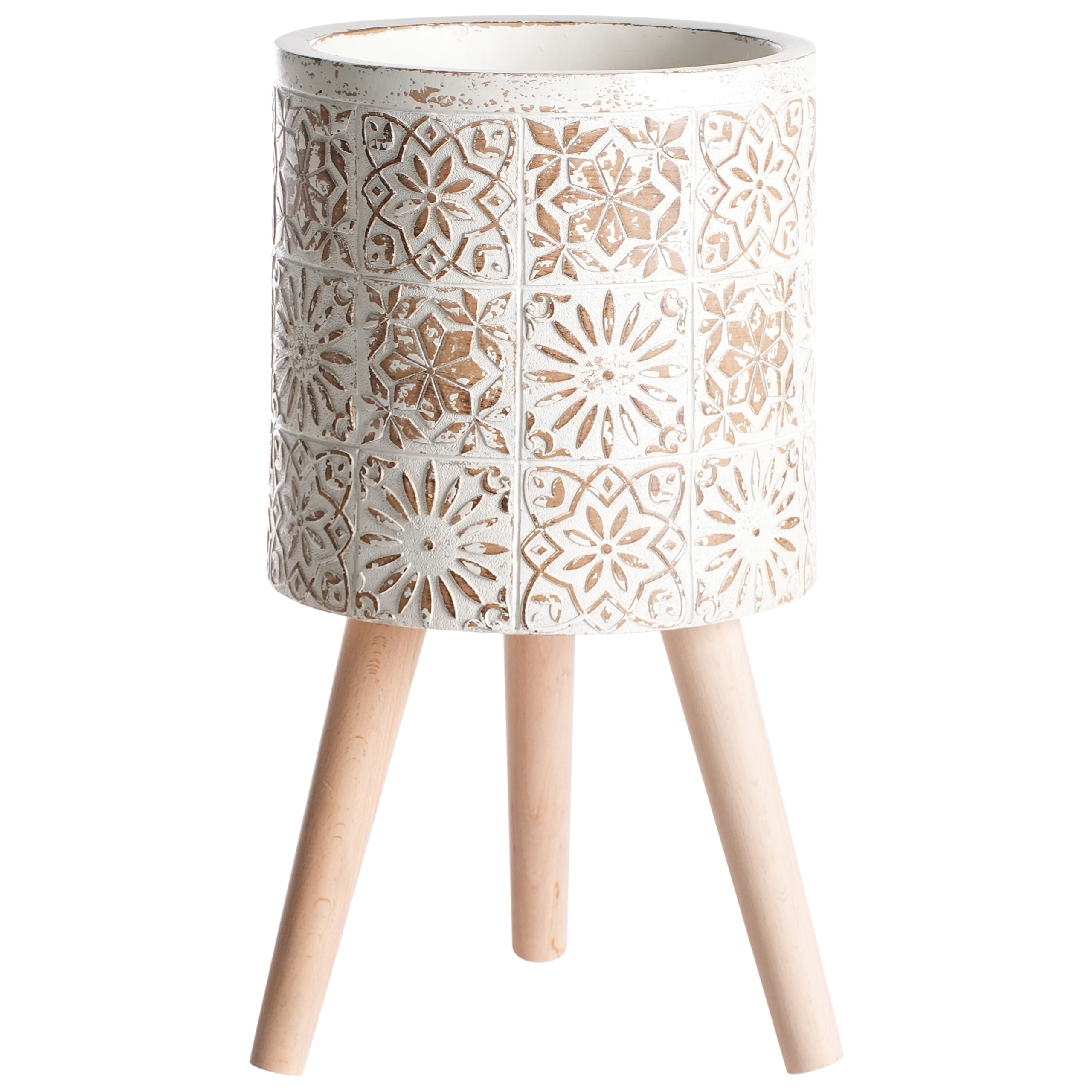 Korotettu kukkaruukku KARISTOS 36 cm Luonnonvalkoinen