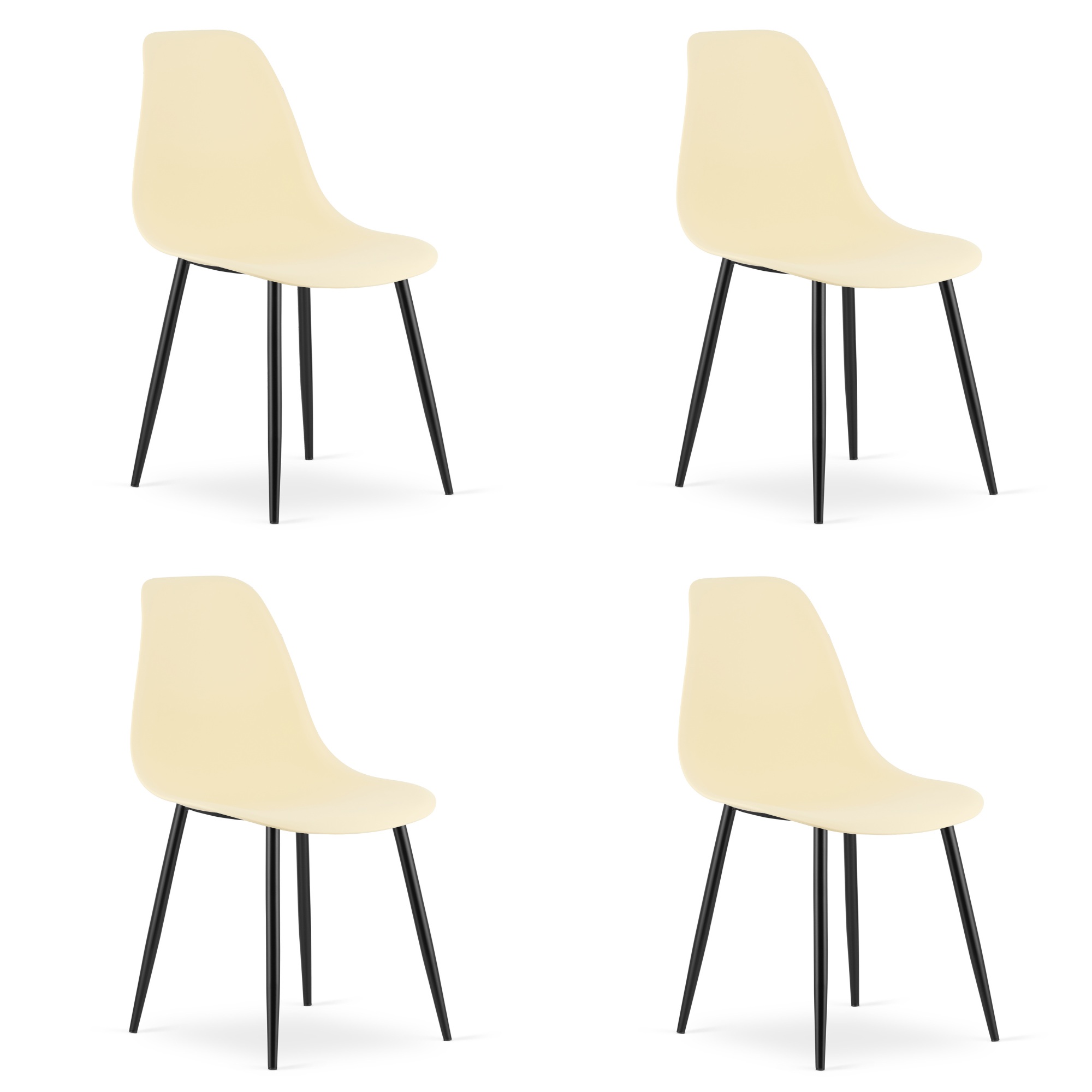 WAT-tuoli, kermanvärinen, mustat jalat (4 kpl)