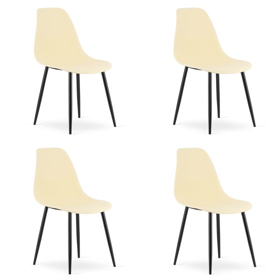 WAT-tuoli, kermanvärinen, mustat jalat (4 kpl)