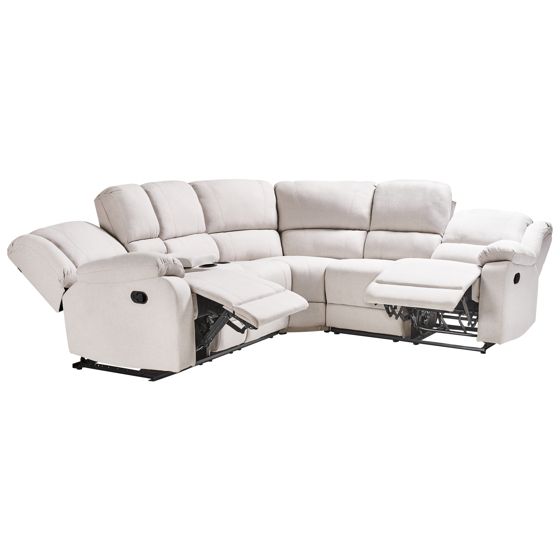 Manuaalisesti säädettävä kulmasohva ROKKE kangas Vaaleanbeige 5-istuttava Vasen