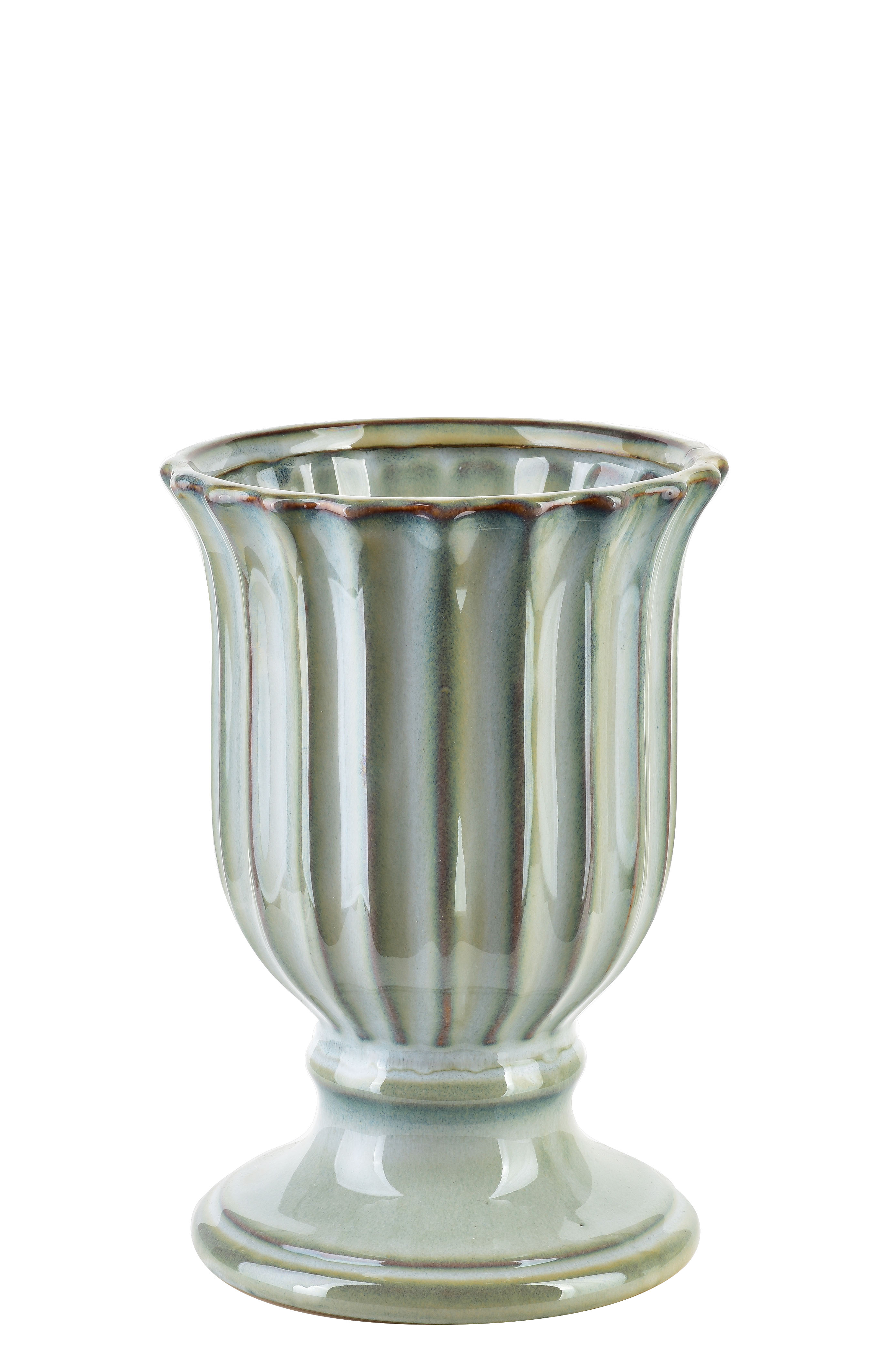 MONDEX keramiikkamaljakko, vaalea, kohokuvioitu, 13,5 x 12,5 x 20 cm