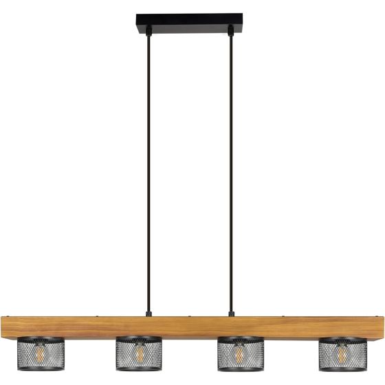 NETTLIFE Vintage puinen riippuvalaisin E14, teollinen kattokruunu, 4 mustaa metallilamppua ruokapöydälle tai keittiöön, polttimot eivät sisälly