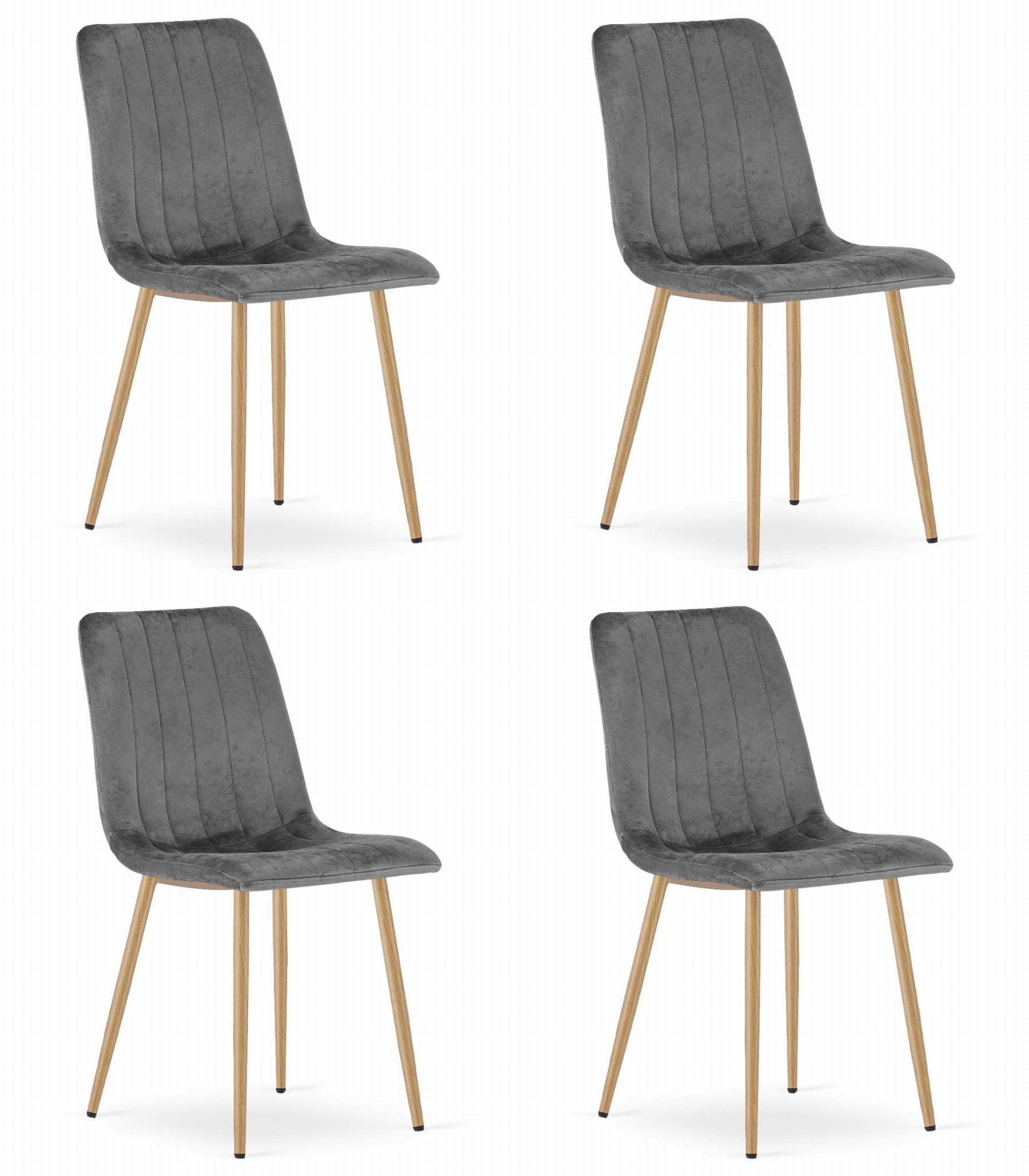 LAVA-tuoli, tummanharmaa sametti, puunväriset jalat (4 kpl)