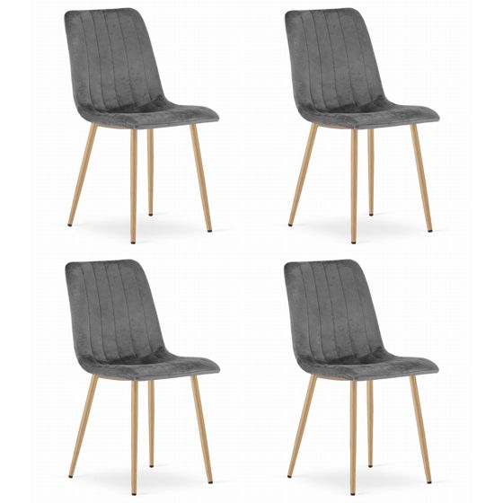 LAVA-tuoli, tummanharmaa sametti, puunväriset jalat (4 kpl)