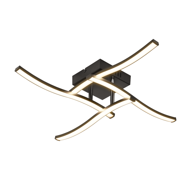 NETTLIFE LED kattolamppu 24W, 3000K musta. Moderni aaltokuvio, soveltuu olohuoneeseen, keittiöön, eteiseen ja makuuhuoneeseen