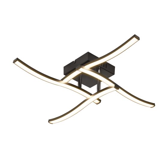 NETTLIFE LED kattolamppu 24W, 3000K musta. Moderni aaltokuvio, soveltuu olohuoneeseen, keittiöön, eteiseen ja makuuhuoneeseen