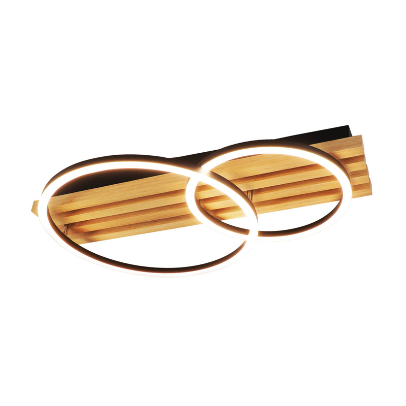 NETTLIFE Himmennettävä LED-kattovalaisin: 55 cm, moderni 2-renkainen kattovalaisin, 36 W, kaukosäätimellä varustettu muotoilu, makuuhuoneeseen,