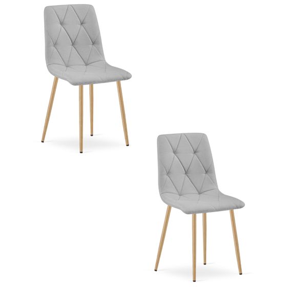 LIBRA-verhoiltu tuoli, vaaleanharmaa kangas, puunväriset jalat (2 kpl)